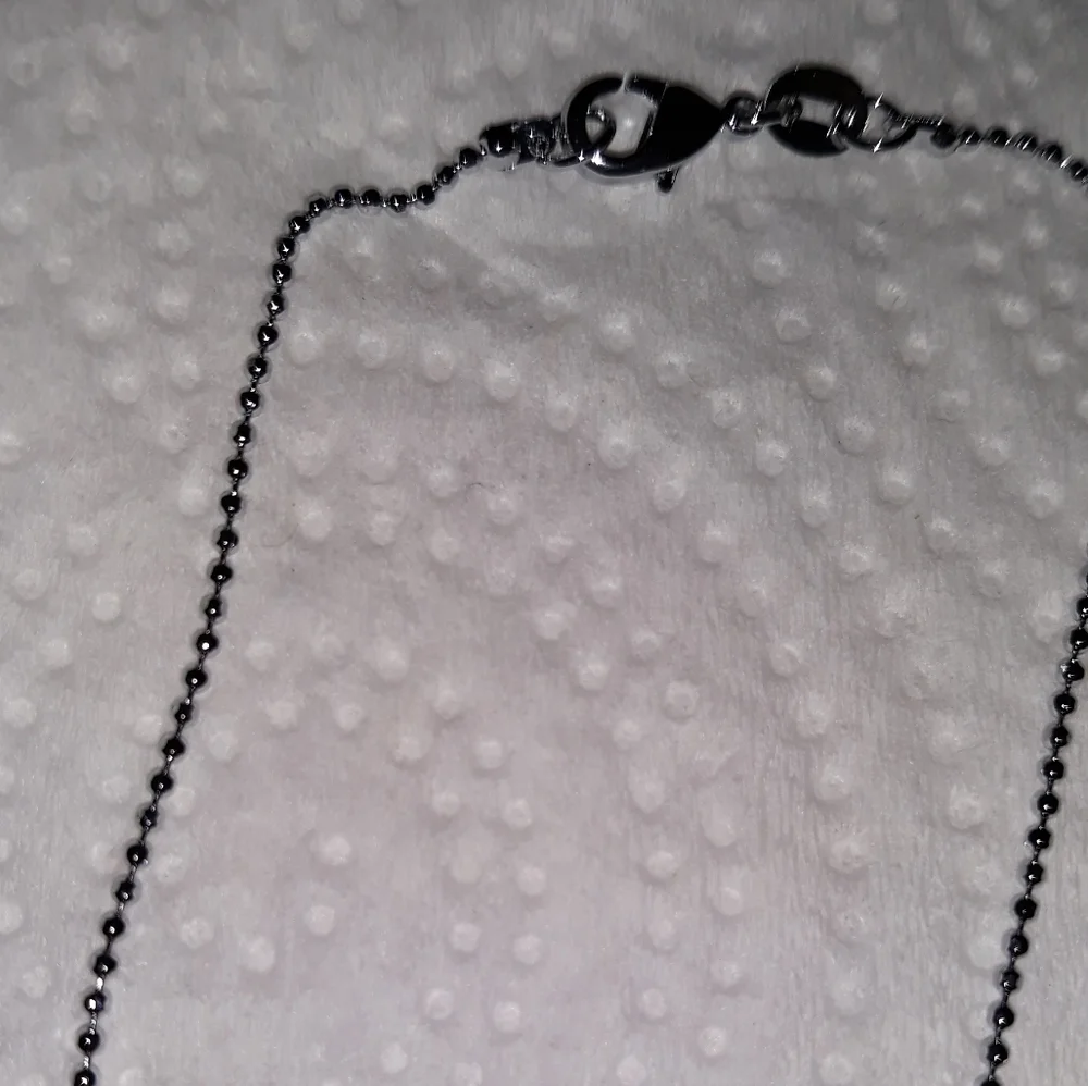 Hello Kitty Crystal Charm Necklace silver plate over stainless 16-18